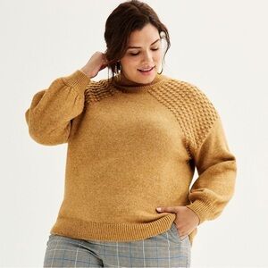 Nine West Mock Neck Camel Sweater in Size 1X